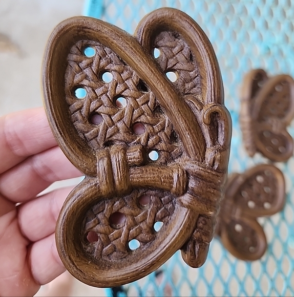 Vintage Set Of 3 Burwood Butterflies; 2596-1,2,3; Wicker, Wall Hanging Decor MCM - Picture 2 of 7